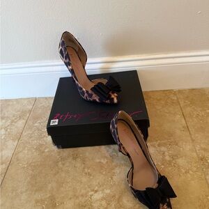 Betsey Johnson Leopard and Black Heels